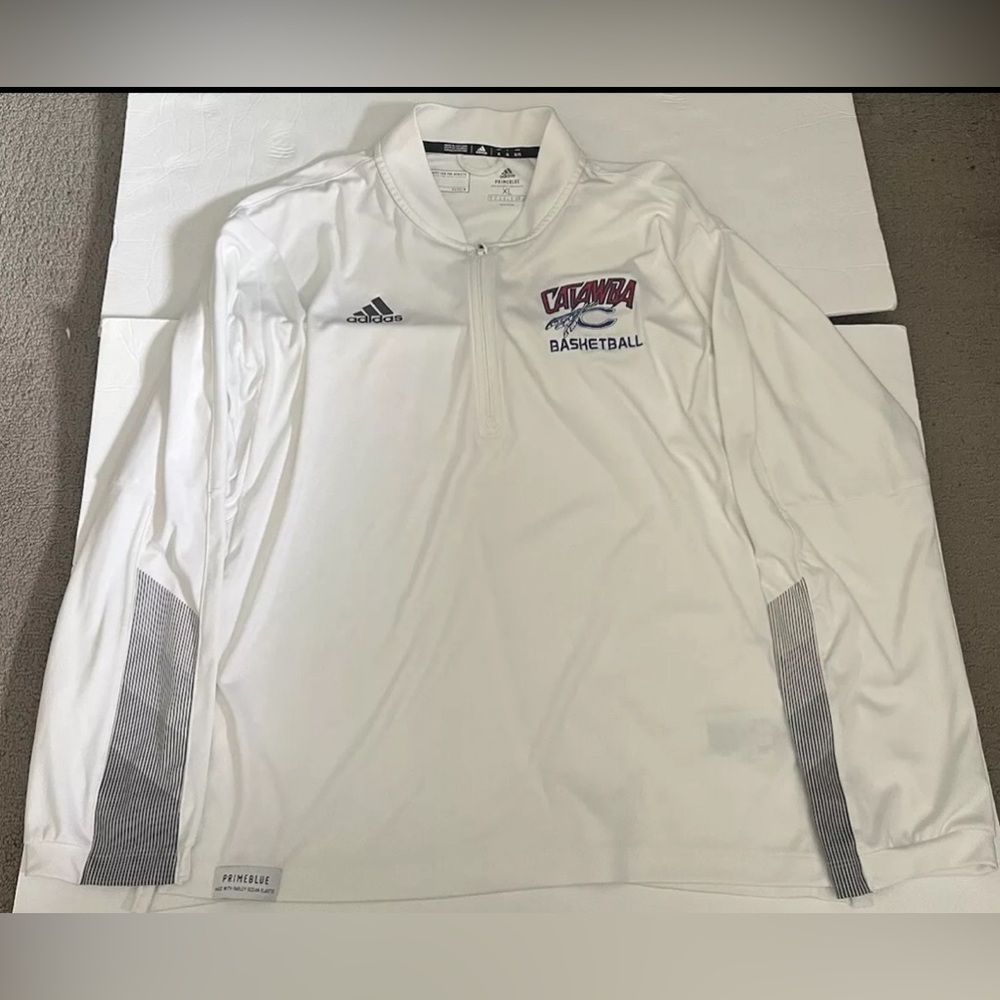 Men’s Adidas Primeblue White Longsleeve 1/4 Zip Catawba Indians (NC) NWT Size XL